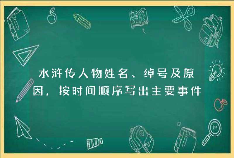 水浒传人物姓名、绰号及原因,按时间顺序写出主要事件 水浒传人物姓名、绰号及原因,按时间顺序写出主要事件