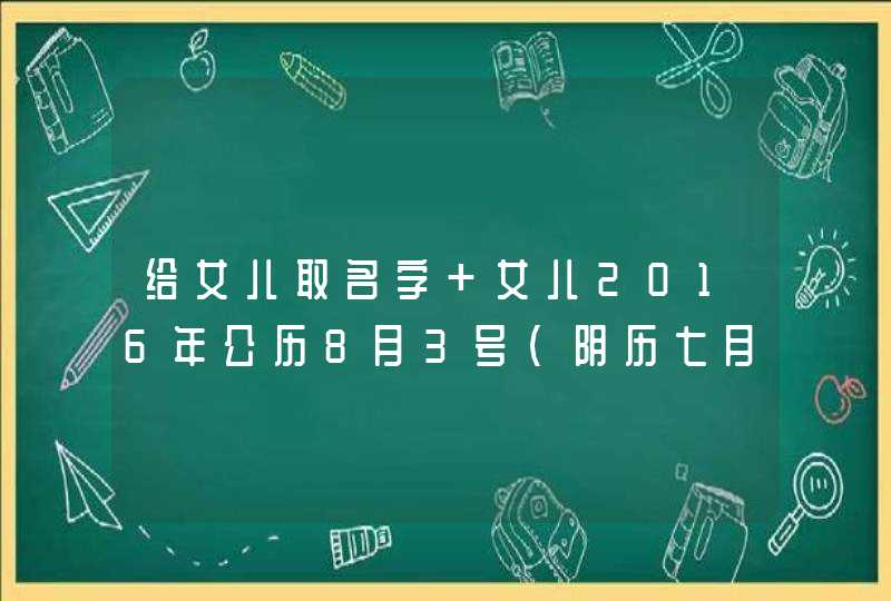 给女儿取名字 女儿2016年公历8月3号(阴历七月初一)15:38出生,我姓胡 ,妈妈姓姜 ,取个什么名字好? 给女儿取名字 女儿2016年公历8月3号(阴历七月初一)15:38出生,我姓胡 ,妈妈姓姜 ,取个什么名字好?