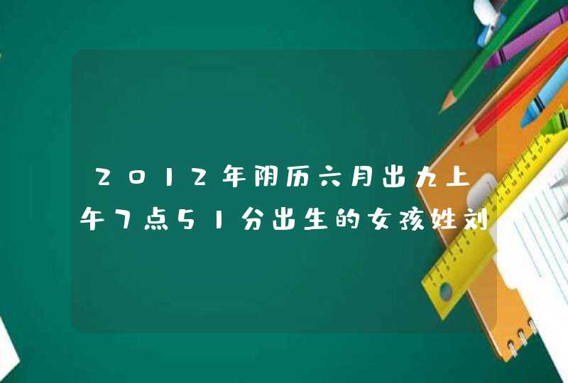 2012年阴历六月出九上午7点51分出生的女孩姓刘中间带个晓字起什么名字好 2012年阴历六月出九上午7点51分出生的女孩姓刘中间带个晓字起什么名字好