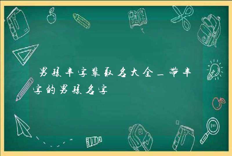 男孩丰字辈取名大全_带丰字的男孩名字