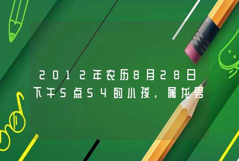 2012年农历8月28日下午5点54的小孩,属龙男孩,取什么名子好