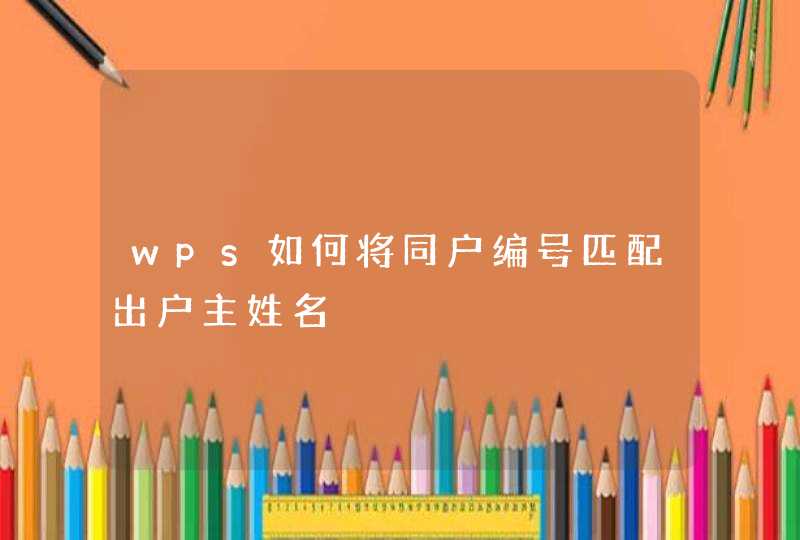 wps如何将同户编号匹配出户主姓名